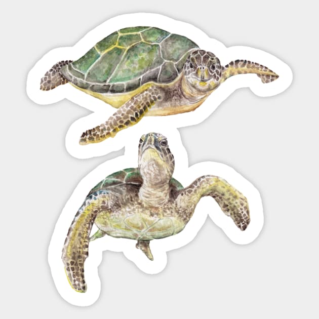 Sea Turtles Watercolor Sticker by wanderinglaur